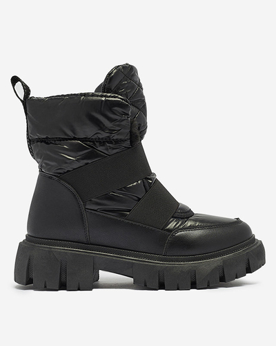 OUTLET Bottes pour femmes a'la bottes de neige sur une semelle plate en noir Ferory- Footwear