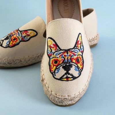 OUTLET Espadrilles femme beige avec broderie Moroni - Chaussures