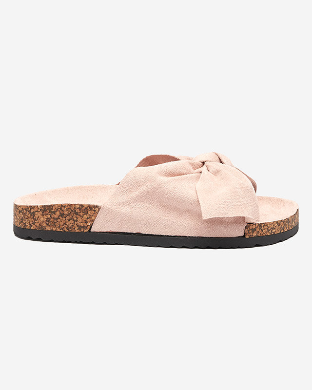 OUTLET Chaussons femme rose clair en éco-daim avec nœud Xeria - Footwear