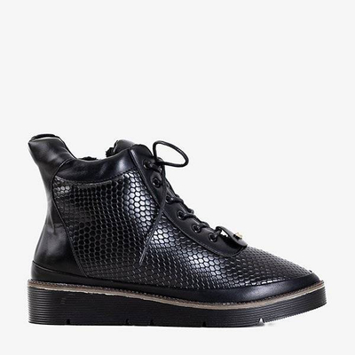 OUTLET Bottes pour femmes noires avec gaufrage animal Brindisi - Footwear