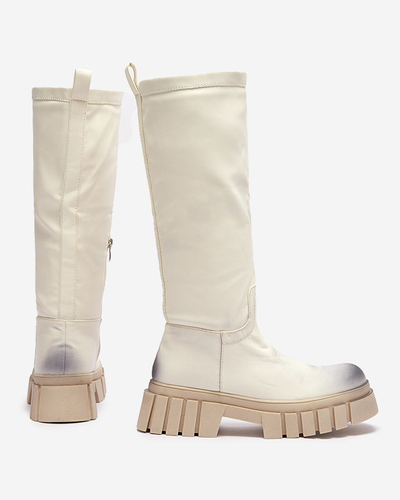 Bottes mi-mollet Astaroth pour femmes crème - Chaussures