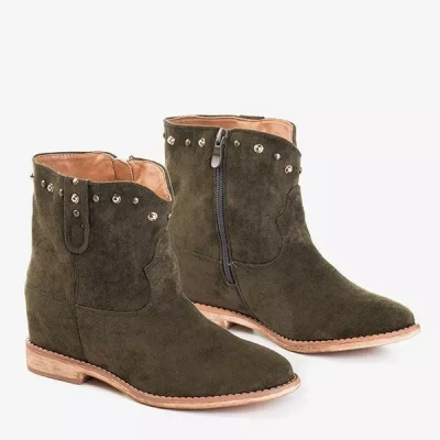 OUTLET Bottes de cowboy vert foncé sur un coin Brenna - Chaussures