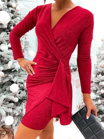 Royalfashion Robe mini plissée brillante pour femme