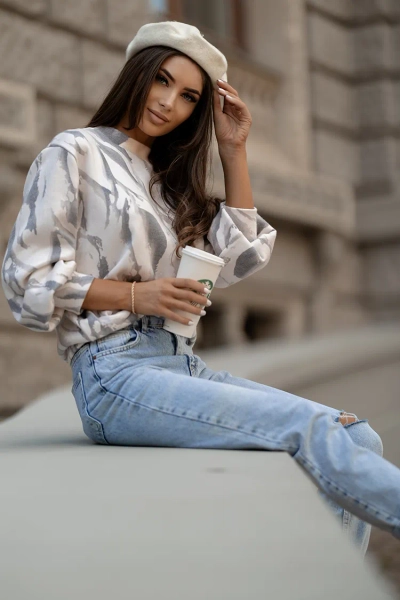Royalfashion Pull fin pour femme avec imprimé