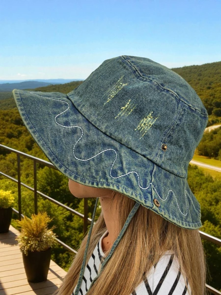 Chapeau pour femme Perseida – chapeau de plage en denim de polyester