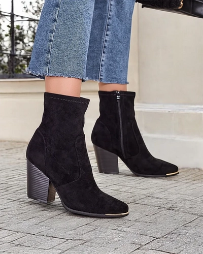 Royalfashion Bottes de femme en éco-suède à talon aiguille Gris