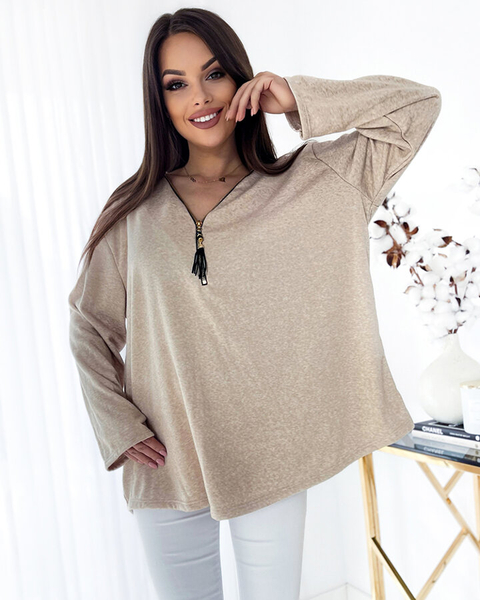Royalfashion Blouse oversize pour femme en beige