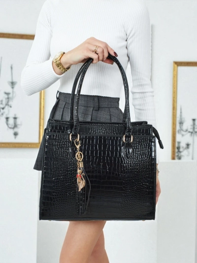 Sac à main shopper pour femmes en cuir écologique gaufré Seraphyne