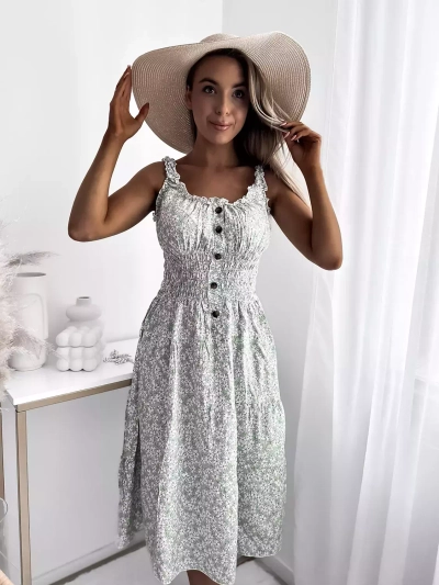 Robe femme longueur genou menthe florale Vêtements