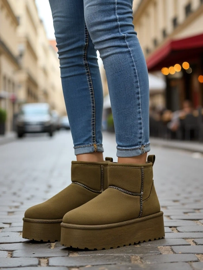 Royalfashion Bottines courtes style bottes de neige pour femmes Wiebi