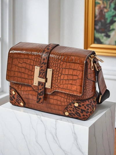 Sac à main pour femmes Callista Classico cuir écologique marron foncé, fermeture éclair
