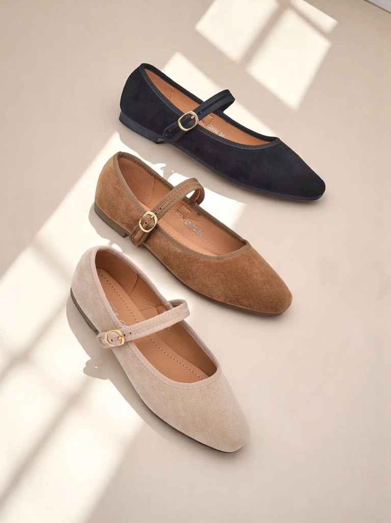 Royalfashion Ballerines en éco-suède pour femmes avec sangle Ernie