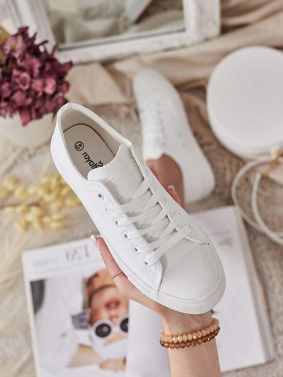 Aurelia Bianche – baskets blanches Royalfashion en cuir écologique, plates