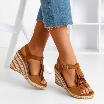 Sandales femme marron à franges Odina - Chaussures 1