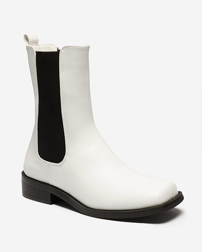 Bottes hautes blanches pour femmes à bout carré Ludiz- Footwear