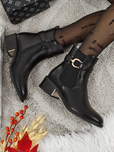 Bottines Noires Aurelia avec Élégant Accent Doré