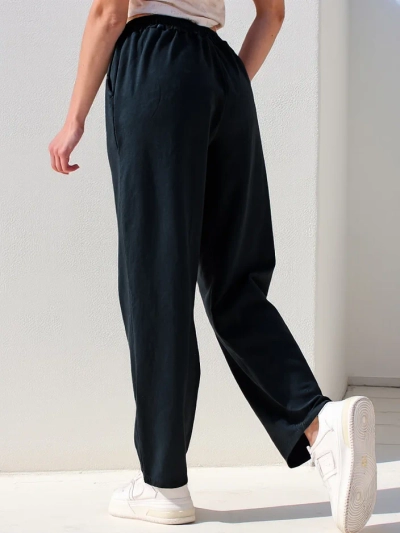 Pantalons droits en coton pour femmes Royalfashion