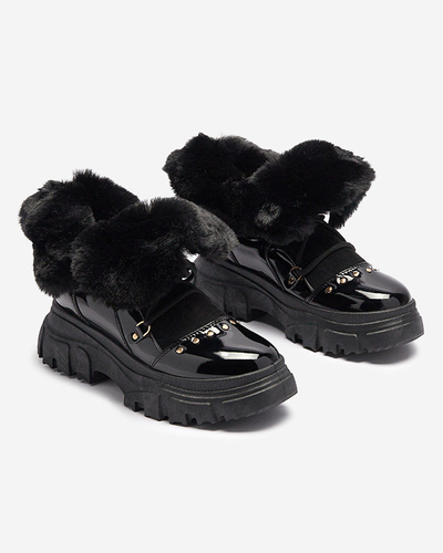 Bottes de neige noires à lacets pour femmes Fentes- Footwear