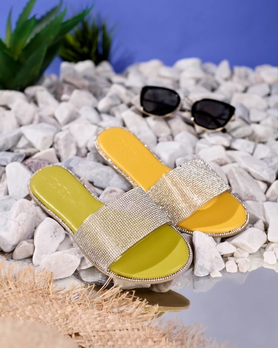 Chaussons verts pour femmes avec zircone cubique Verina - Footwear