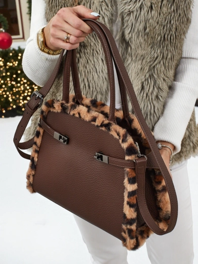 Petit sac à main pour femme en cuir écologique avec motif léopard Panthory