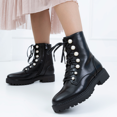 Bottines noires pour femmes avec perles Lumines - Chaussures