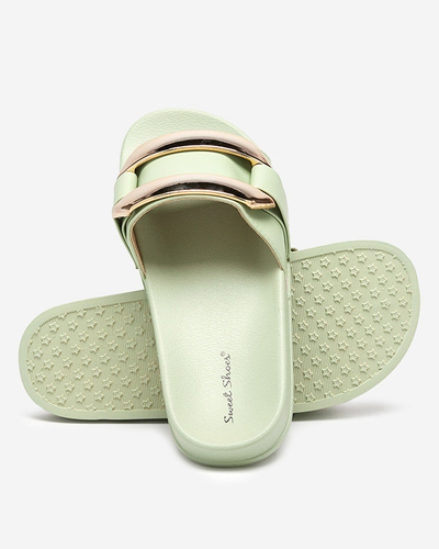 Chaussons femme vert ornement Serina doré - Footwear