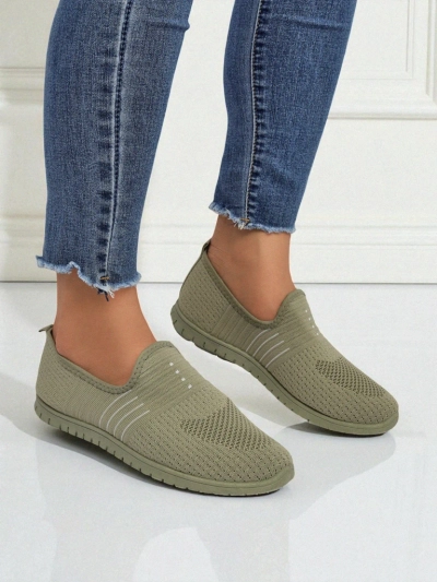 Mocassins pour femmes Hypatia Verde en tissu à enfiler avec semelle plate