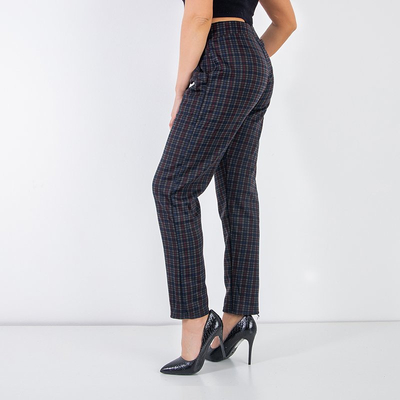 Pantalon femme noir isolé à carreaux rouges GRANDE TAILLE - Vêtements