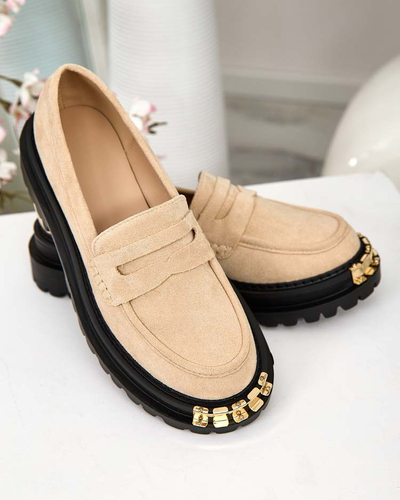 Mocassins Giulia Beige en Cuir Écologique
