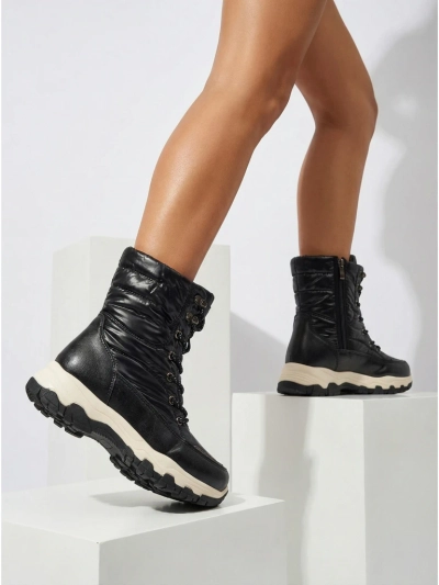 Bottines pour Femmes Athena Noires Synthétiques Confortables pour l'Hiver
