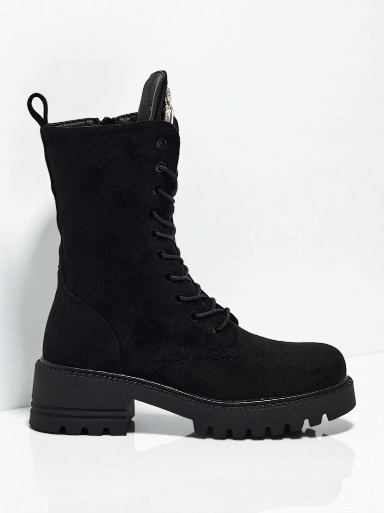 Bottines à lacets en daim écologique pour femmes Emelune