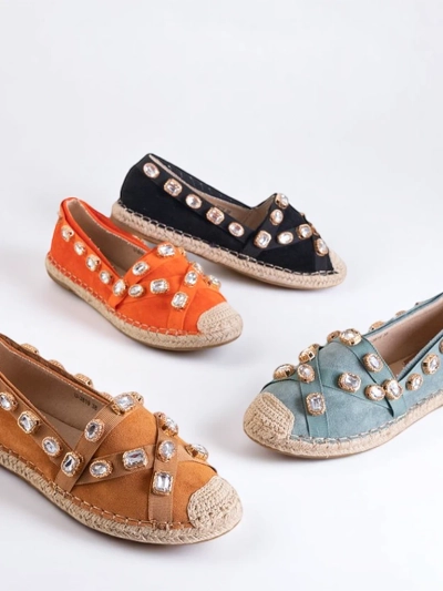 Espadrilles pour femmes orange avec cristaux Wamba - Chaussures