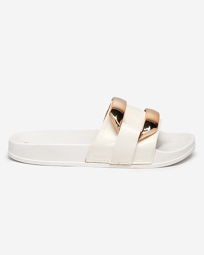 Chaussons femme blanc ornement Serina doré - Footwear