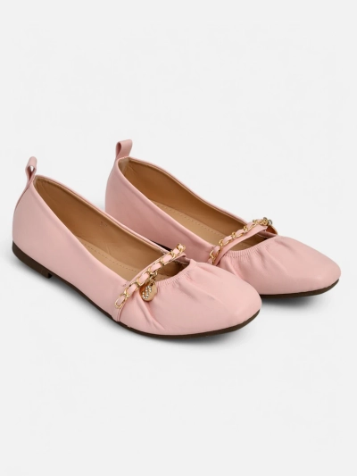 Ballerines roses Callista en cuir écologique avec chaîne – élégantes pour le printemps et l'été