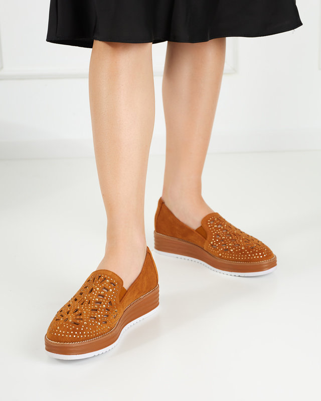 OUTLET Chaussures femme marron avec oxyde de zirconium Lamsiou - Footwear