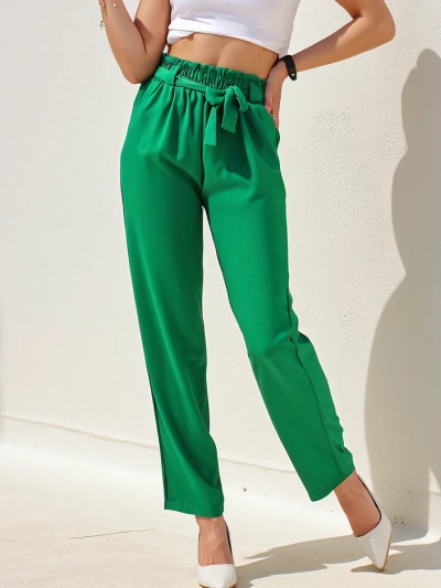 Royalfashion Pantalons en tissu simples pour femmes avec une ceinture