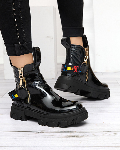 Bottines en cuir verni noir pour femme Osallu - Footwear