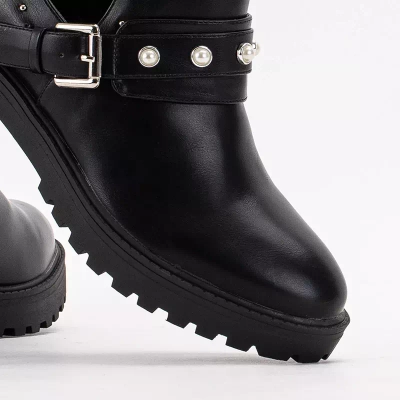 OUTLET Boots femme noires avec perles Levitaro - Footwear