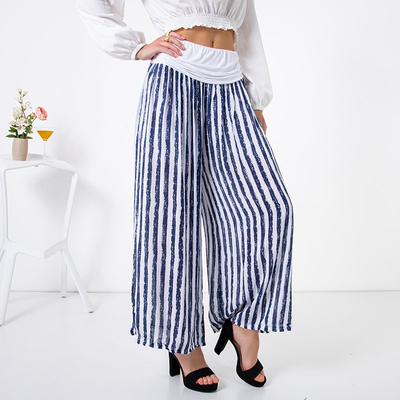 Pantalon culotte femme rayé blanc - Vêtements