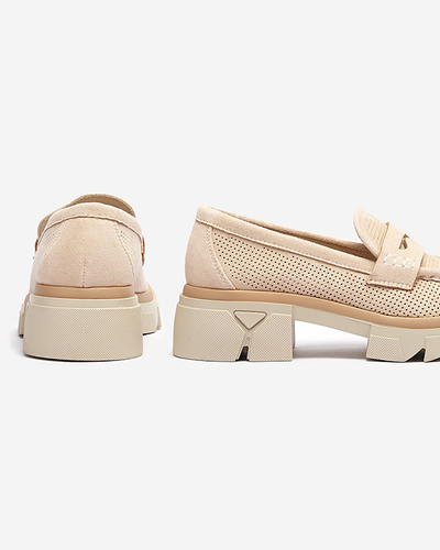 Mocassins ajourés beige pour femme sur une semelle solide Ejina - Footwear
