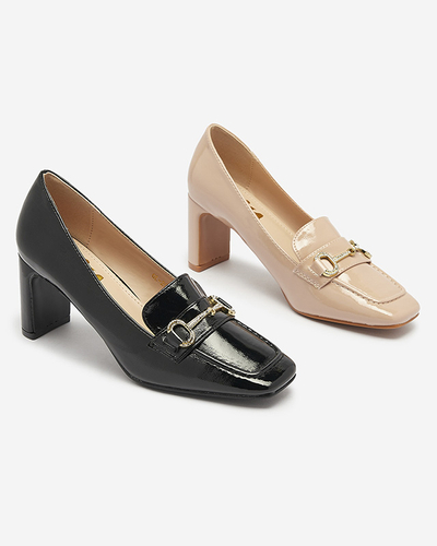 Escarpins laqués de style mocassin pour femmes en noir Koccol- Footwear