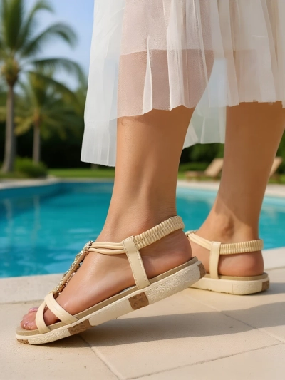Royalfashion Sandales pour femme avec ornements Veve
