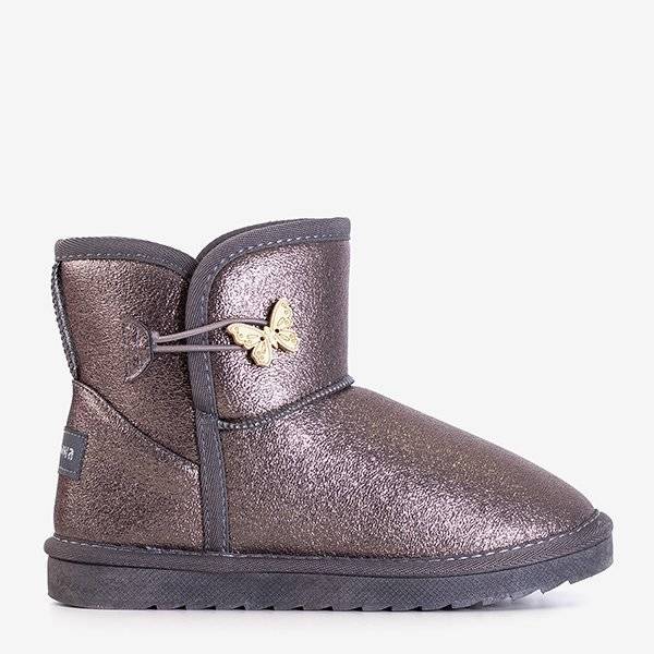 OUTLET Bottes de neige pour enfants gris foncé avec papillon Unabela - Footwear