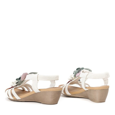 Sandales compensées blanches avec fleurs décoratives Dormina - Chaussures 1