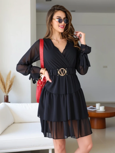Robe mini Royalfashion pour femmes avec volants et décolleté croisé