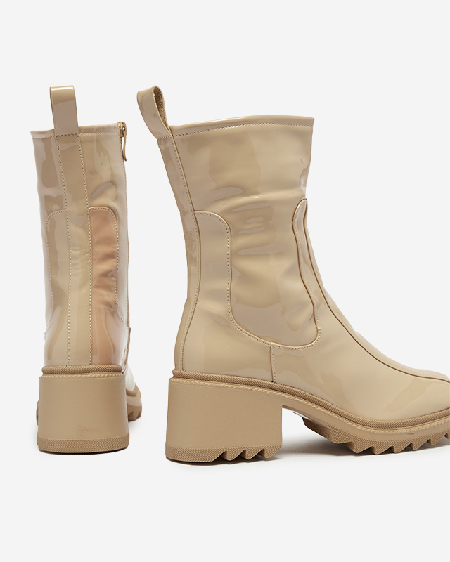 OUTLET Bottes pour femmes beiges à tige large Grifis - Footwear