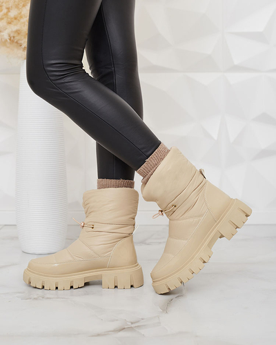 Royalfashion Bottes de neige pour femme à enfiler en beige Sadella