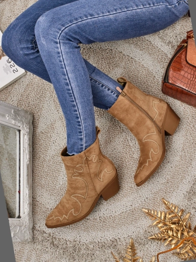 Bottines femme style santiags Velvet Ash – à talons
