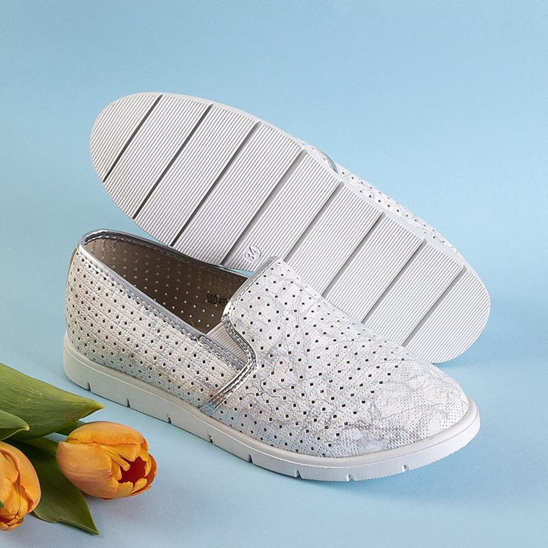 Baskets à enfiler blanches ajourées pour enfants avec une finition Kapilo brillante - Footwear