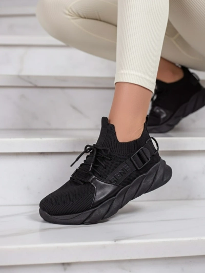 Esmeralda Sneakers Noires à Talon Plat
